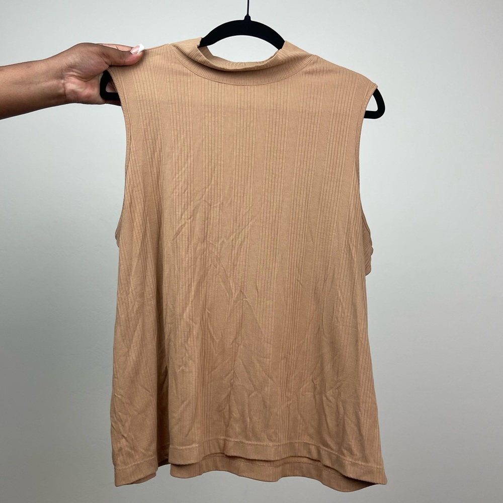 Ribbed Mock Neck Sleeveless Top